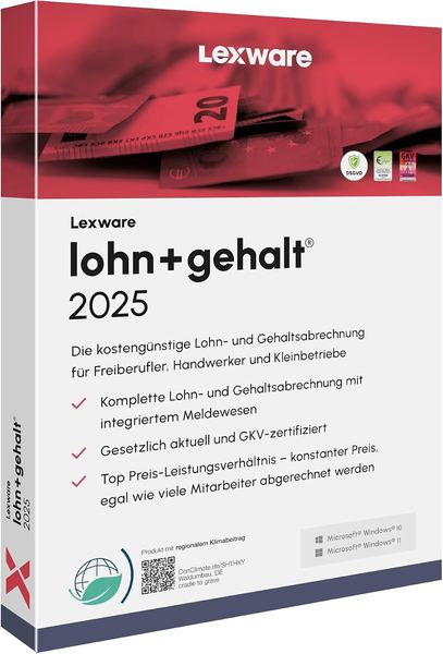 Lexware Lohn+Gehalt 2025, Software für Lohn- und Gehaltsabrechnung