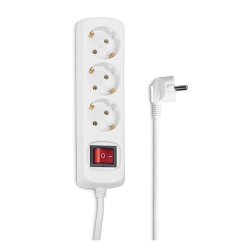 hama 3-fach steckdosenleiste mit save energy-schalter, gedrehte steckplätze, 1,4m kabel