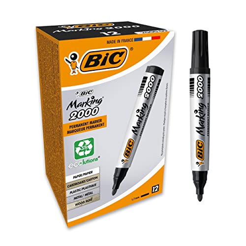 bic marking 2000 permanent marker schwarz wasserfest 1,7 mm 12er pack