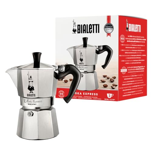bialetti moka express espresso maker für 3 tassen, aluminium, klassisch