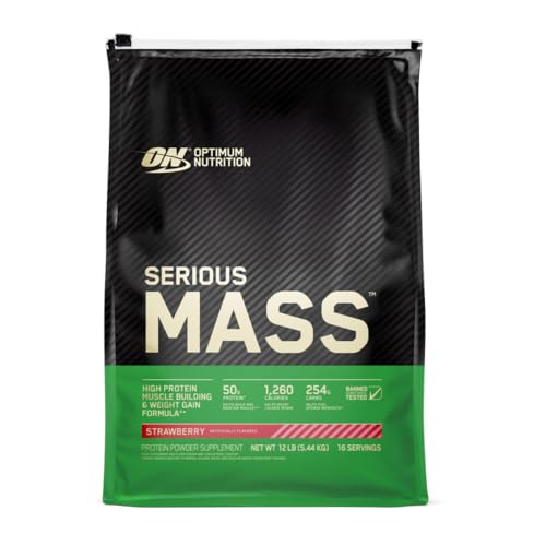 serious mass weight gainer pulver 5.45kg erdbeer von optimum nutrition, 16 portionen