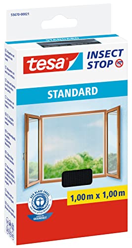 tesa insect stop fliegengitter 100x100cm für fenster, schwarz