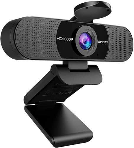 emeet c960 1080p webcam mit objektivabdeckung und dual mikrofon, 90 kamera