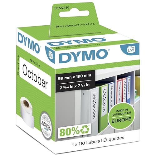 dymo ordneretiketten 38 mm x 190 mm selbstklebend rolle mit 110 stück