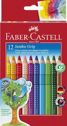 faber-castell jumbo buntstifte set grip 12-teilig bruchsicher dreikant für kinder und erwachsene