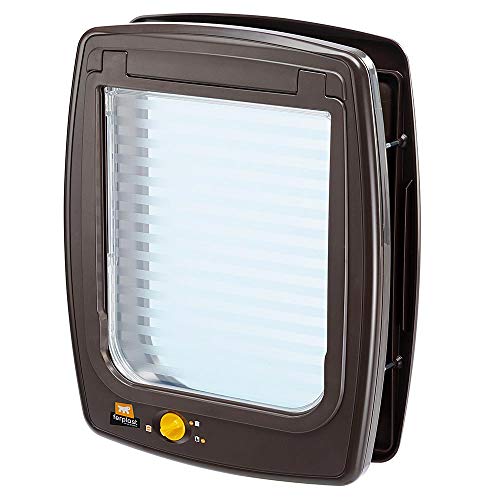 ferplast hundeklappe 4-wege katzenklappe für mittelgroße hunde, braun