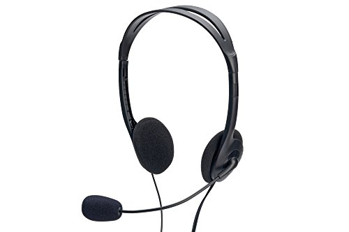 ednet stereo pc headset 3,5mm stecker lautstärkeregler schwarz 1,8m kabel