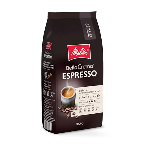 melitta bellacrema espresso ganze kaffeebohnen 1kg ungemahlen kräftige röstung Stärke 5