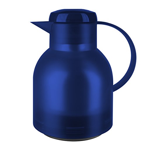 emsa samba isolierkanne 1 liter, quick press verschluss, transluzent blau, dicht
