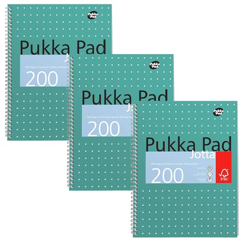 Pukka Pad A4+ Metallic Jotta Notizbuch 3er Pack 22,5 x 29,6cm liniert 200 Seiten Grün