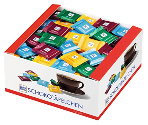 ritter sport quadretties schokoladenmix zum kaffe, alpenmilch, mandel, halbbitter