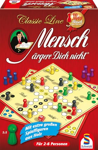 mensch ärgere dich nicht klassisches brettspiel bis 6 spieler mit großen holzfiguren