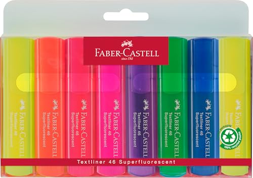 faber-castell textmarker set 8er etui neon farben mit keilspitze nachfüllbar