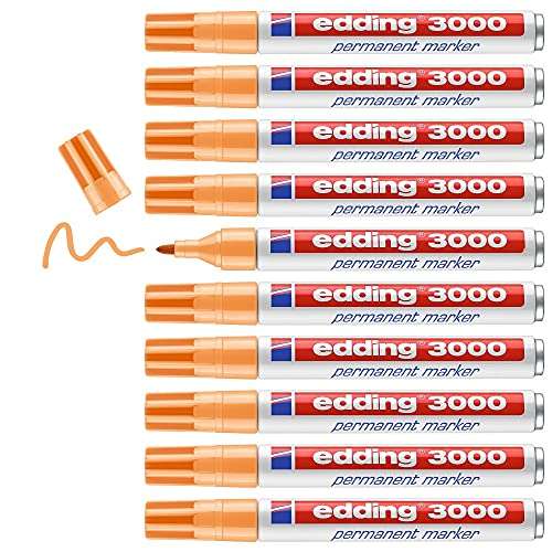 edding 3000 permanente marker light orange 10 stifte 1.53 mm für viele oberflächen