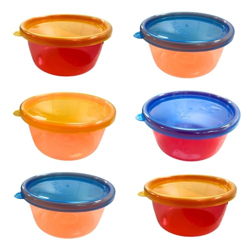 Nuby Schüsseln mit Deckel 300 ml, 6er-Pack, Mehrfarbig, Aufbewahrungsbehälter