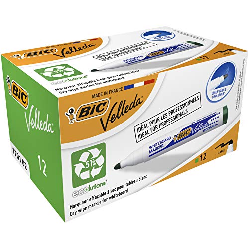 whiteboard marker bic velleda ecolutions rundspitze 1,4 mm grün 12 stück box