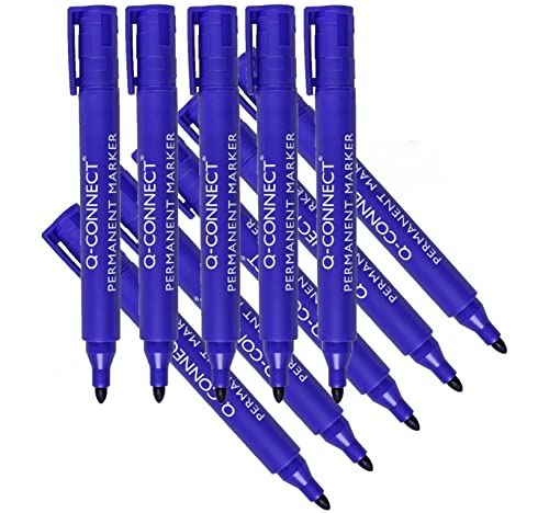 q-connect permanentmarker blau rundspitze 1,5-3mm 10 stück strichlänge 300m
