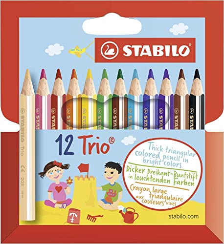 stabilo dreikant buntstifte trio dick 12er pack farbstifte für kinder