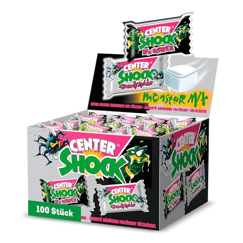 center shock monster mix, 100 extra-sauer kaugummis mit cola- & blutorange, 400g