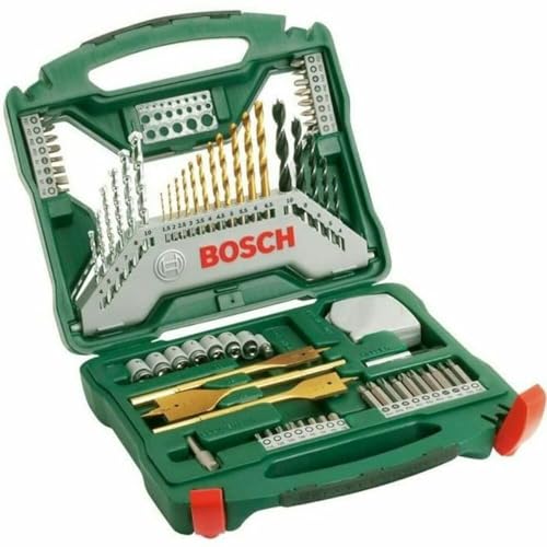 bosch 70-teiliges x-line titanium bohrer und schraubensatz für holz, stein, metall