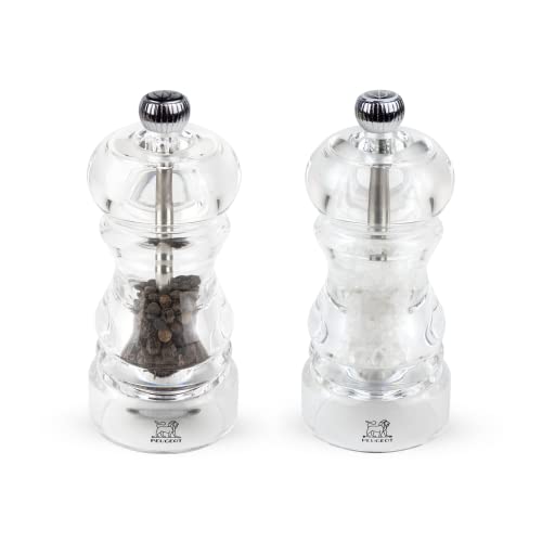 peugeot mühlenset nancy 12 cm, pfeffermühle und salzmühle, stahlmahlwerk, acryl transparent
