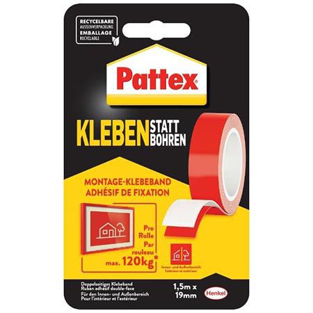Produktbild: pattex kleben statt bohren klebeband 19mm x 1,5m ab 4,49 euro