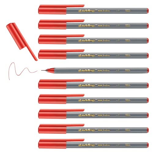 Produktbild: edding 55 fineliner 10er-set rot, 0,3 mm spitze, wasserbasierte tinte für schule büro
