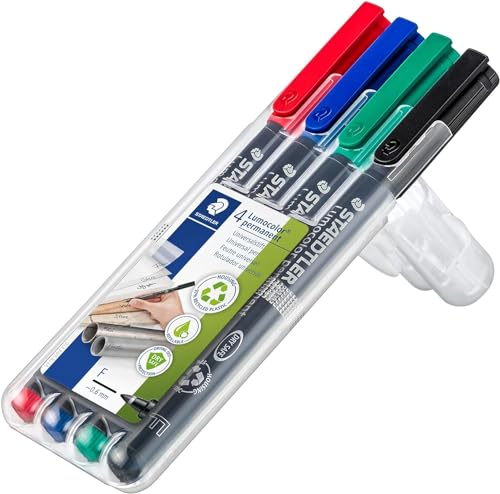 staedtler lumocolor permanent fine pens, assorted colours, 318 wp4