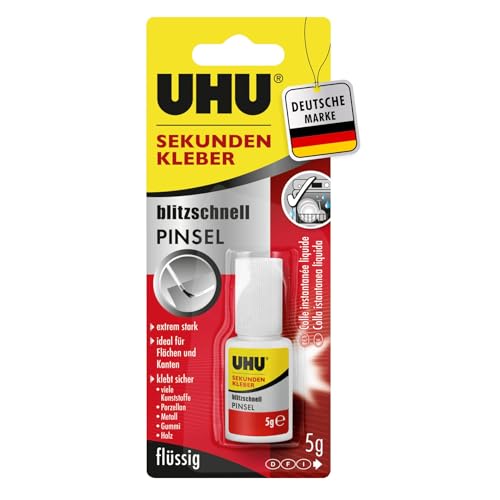 UHU sekundenkleber flasche 5 g mit pinselapplikator, blitzschnell flüssig