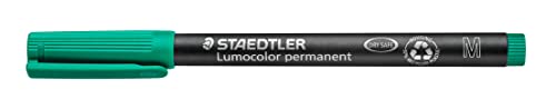 staedtler permanent marker lumocolor grün, 1,0 mm, wisch- und wasserfest, nachfüllbar, 10er pack