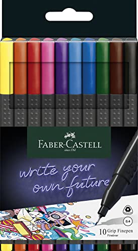 faber-castell grip fineliner set 10 stifte 0,4mm mit ergonomischem griff farbig