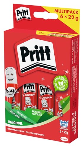 pritt klebestifte 6 x 22 g - stark haftend, ideal für papier und bastelarbeiten