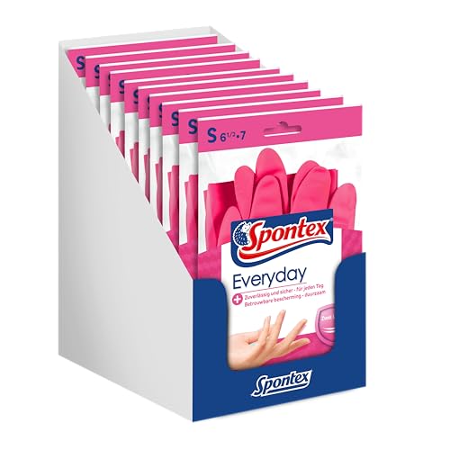 spontex everyday haushaltshandschuhe pink baumwollbeflockung größe s 10 x 1 paar