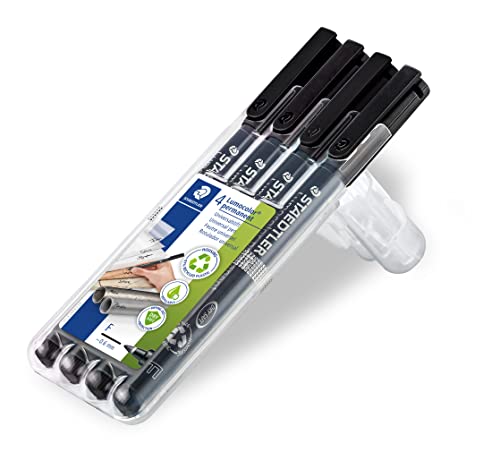 staedtler lumocolor universalstift wischfest nachfüllbar 4 schwarze marker 0,6 mm