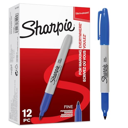 sharpie permanent marker blau, feine spitze, 12 stück set