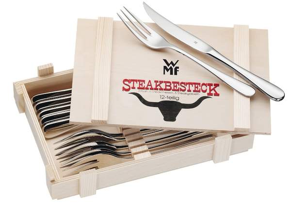 wmf steakbesteck 12-teilig in holzkiste für 22,99 euro statt 30 euro