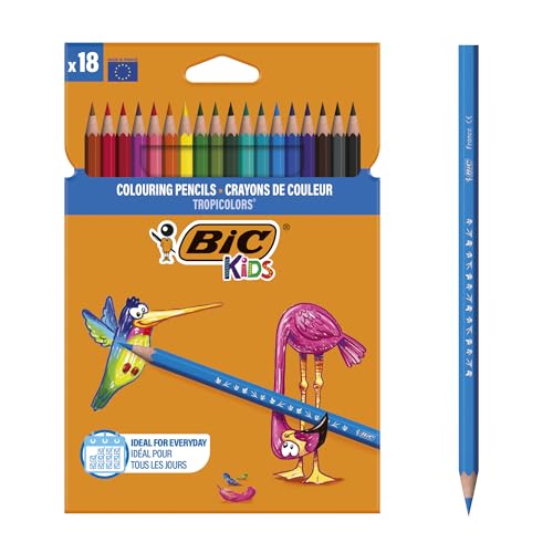 BIC Kids buntstifte set tropicolors 18 farben bruchsichere mine ohne holz