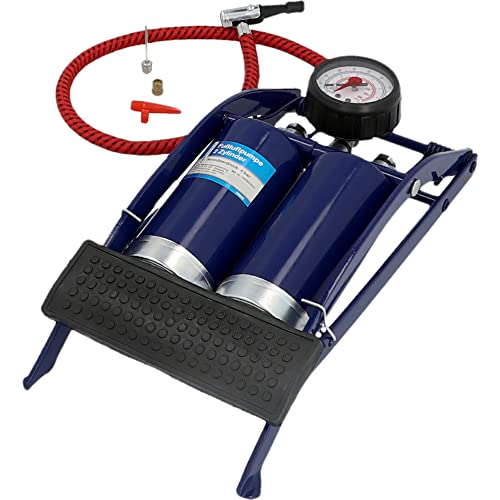 cartrend fußluftpumpe für auto- und fahrradreifen, inkl. adapter und manometer