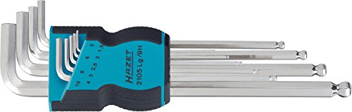 HAZET 9-teiliges Winkelschraubendreher-Set (Inbus) mit Kugelkopf