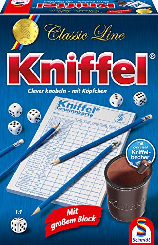 kniffel von schmidt spiele, classic line, mit großem block und kniffelbecher