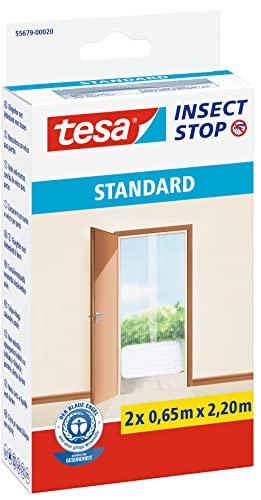 tesa insect stop fliegengitter für türen 2-teilig 65 x 220 cm weiß mit klettband