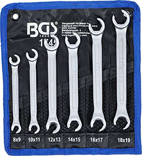 bgs open double ring spanner set 6 teilig 8x9 bis 18x19 mm mit tetron rolltasche