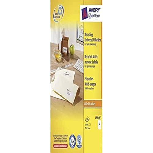 avery zweckform recycling etiketten 70x36mm 2400 adressaufkleber 100% recyceltes papier