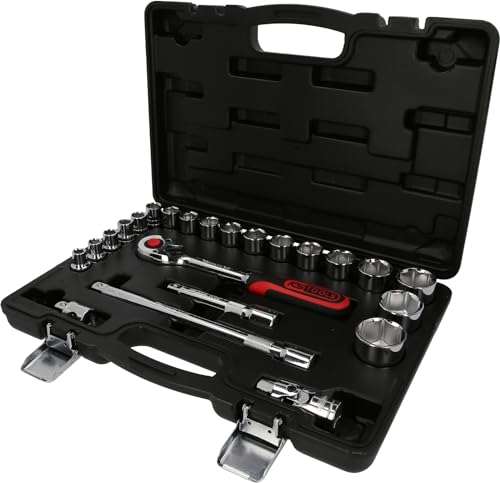 Produktbild: KS Tools 918.0623 1/2" Steckschlüssel-Satz 23-tlg. CHROMEplus Rot Schwarz