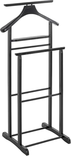 HAKU Herrendiener, Stummer Diener, Massivholz schwarz, B 47 x H 102 x T 36 cm