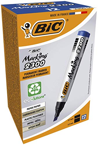 bic permanent marker 2300 ecolutions blau keilspitze 3,7-5,5 mm schachtel 12 stück