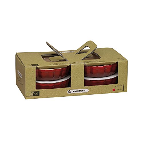 le creuset tarte-form 4er-set kirschrot 11 cm steinzeug