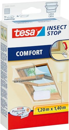 Produktbild: tesa fliegengitter für dachfenster selbstklebend ohne bohren weiß 1,20 m x 1,40 m