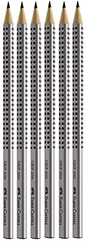 faber-castell 117697 bleistifte grip 2001 hb silber 6er pack