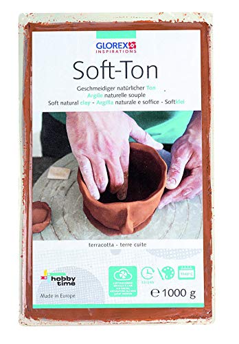 glorex soft ton terracotta 1000 g, lufthärtend, für kinder geeignet, brennofen geeignet